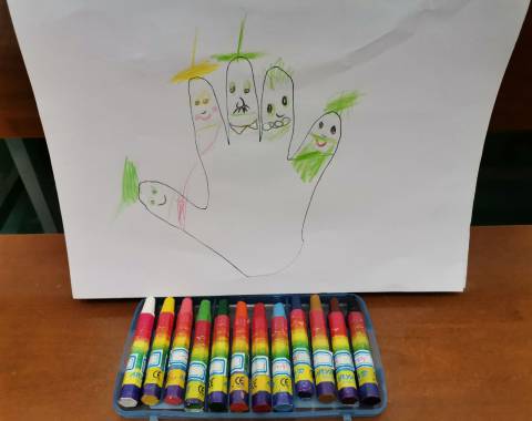 نقاشی خانواده با استفاده از دست کودکان